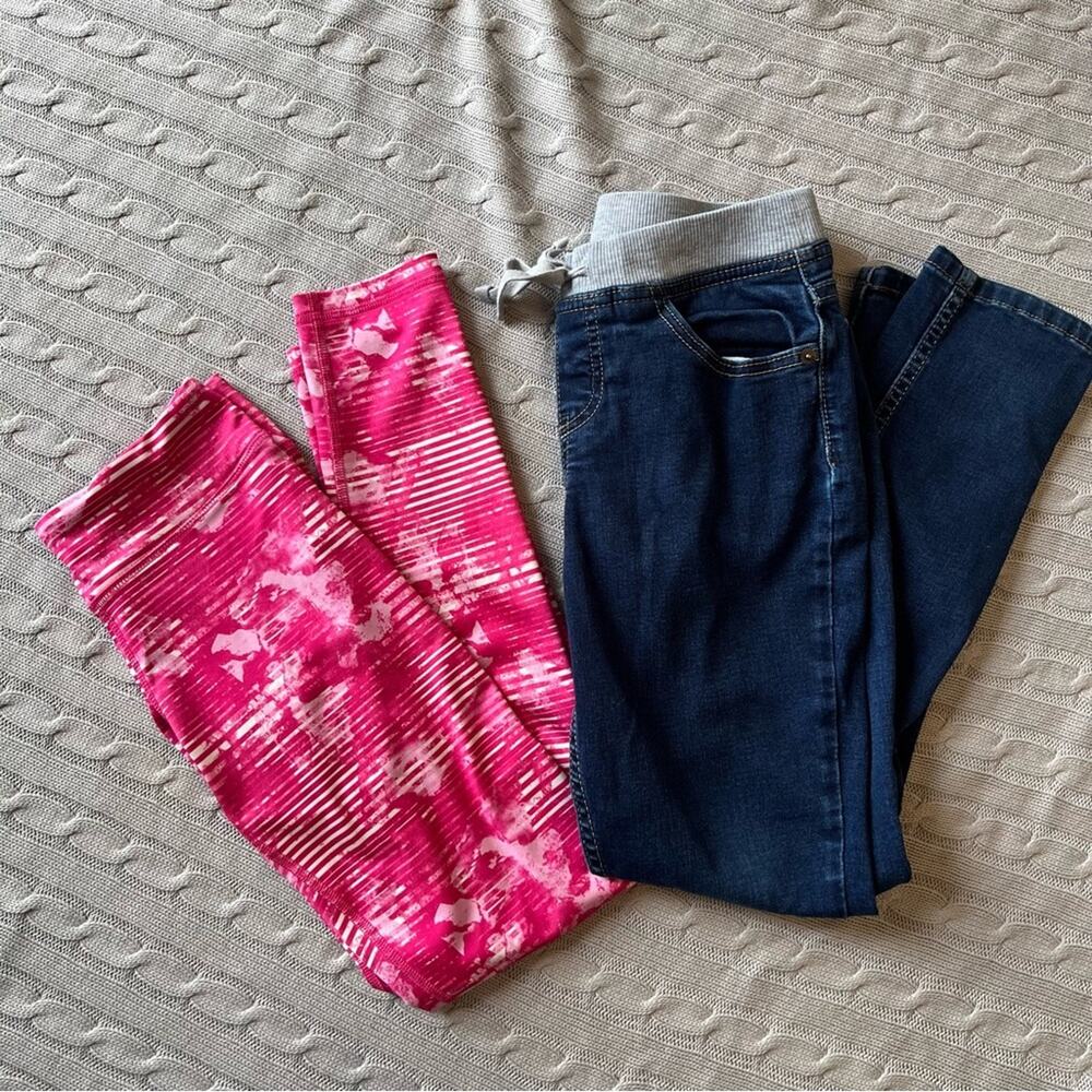 Justice & 90 Degree Girls Size 10 Bundle - Pink Leggings and Justice Jeans